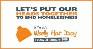 An image promoting St Mungo's Woolly Hat Day